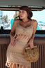 Fringe and Crochet Resort Skirt Set in Tan, Scarlette The Label, an online fashion boutique for women.