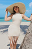 Vacation Fringe Mini Dress in Beige, Scarlette The Label, an online fashion boutique for women.