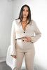 Single Breasted Cropped Blazer Pant Set in Beige. Scarlette The Label, an online fashion boutique and label for women.