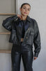 Collared Faux Leather Jacket in Black. Scarlette The Label, an online fashion boutique for women.
