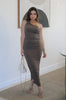 Ruched One Shoulder Midi Dress in Copper. Scarlette The Label, an online fashion boutique for women.