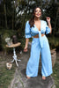Linen Wide Leg Pant Set and Tie Top in Sky Blue for Scarlette The Label, an online fashion boutique for women.