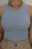 Ribbed Muscle Tank Top in Dusty Blue. Scarlette The Label, an online fashion boutique for women.