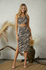 Cut Out Slitted Midi Dress in Gray Zebra Print. Scarlette The Label, an online fashion boutique for women.