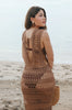 'Phoenix' Resort Crochet Maxi Dress in Dark Mocha