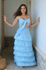 'Salerno' Ruffled Vacation Skirt Set in Dusty Blue 