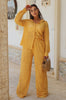 'Shay' Embroidered Vacation Pant Set in Gold