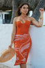 Load image into Gallery viewer, &#39;Mira&#39; Ribbed Vacation Halter Midi Dress in Orange Print