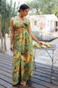 Load image into Gallery viewer, &#39;Meadow&#39; O Ring Sunset Plunge Dress in Green and Gold Print. Scarlette The Label, an online fashion boutique for women.