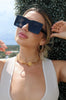Color: Black Monotone Oversized Square Sunglasses Thick Framed Rims and Thick Temples, Scarlette The Label