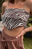 Bandana Style Bandeau Top in Seafoam Zebra Print. Scarlette The Label, an online fashion boutique for women.