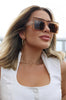 Color: Translucent Tan Monotone Oversized Square Sunglasses Thick Framed Rims and Thick Temples, Scarlette The Label