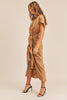 Load image into Gallery viewer, Collared buttoned maxi dress in copper/camel. Tie detail around waist. Scarlette The Label, an online fashion boutique for women.
