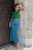 'Calissa' Color Block Tie Cut Out Maxi Dress in Green and Blue, Scarlette The Label, and online fashion boutique for women.