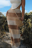 Crochet Knitted Colorblock Skirt in Ivory/Tan/Brown. Scarlette The Label, an online fashion boutique for women.