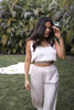 Satin Cami Top and Wide Leg Pant Set in Beige for Scarlette The Label, an online fashion boutique for women.