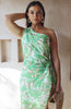 'Kalmia' Tropic One Shoulder Maxi Dress in Lime Print. Scarlette The Label, an online fashion boutique for women.