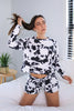 French Tie Dye spotted loungewear short set in black and white for Scarette The Label, an online fashion boutique for women.