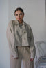 Collared Faux Leather Jacket in Beige. Scarlette The Label, an online fashion boutique for women.