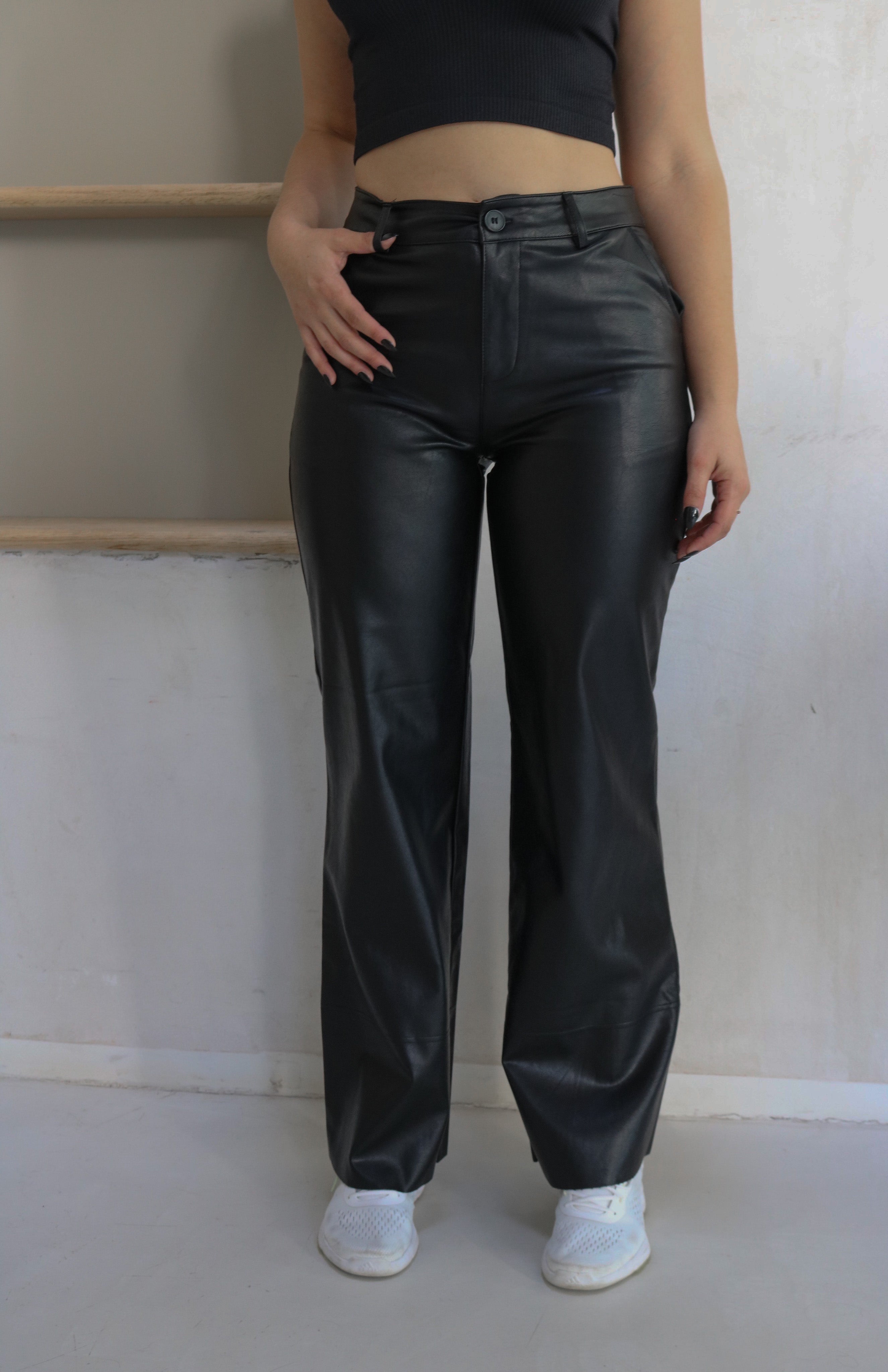 Faux Leather Pants in Black. Scarlette The Label, an online fashion boutique for women.