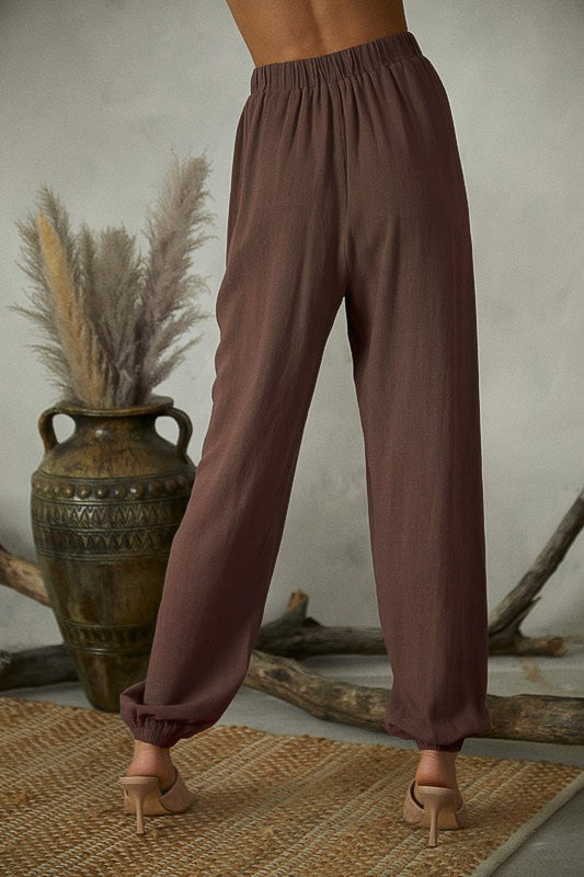 Harem Pants in Chocolate Brown. Scarlette The Label, an online fashion boutique for women.Tie Front Harem Pants in Chocolate Brown. Scarlette The Label, an online fashion boutique for women.