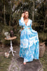 Cut Out Long Sleeve Maxi Dress in Sky Blue Print for Scarlette The Label, an online fashion boutique for women.
