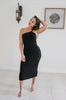 Load image into Gallery viewer, One Shoulder Ribbed Midi Dress in Black. Scarlette The Label, an online fashion boutique and label for women.