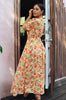 'Marguerite' Draped Cut Out Maxi Dress in Orange Print, Scarlette The Label, an online fashion boutique for women.