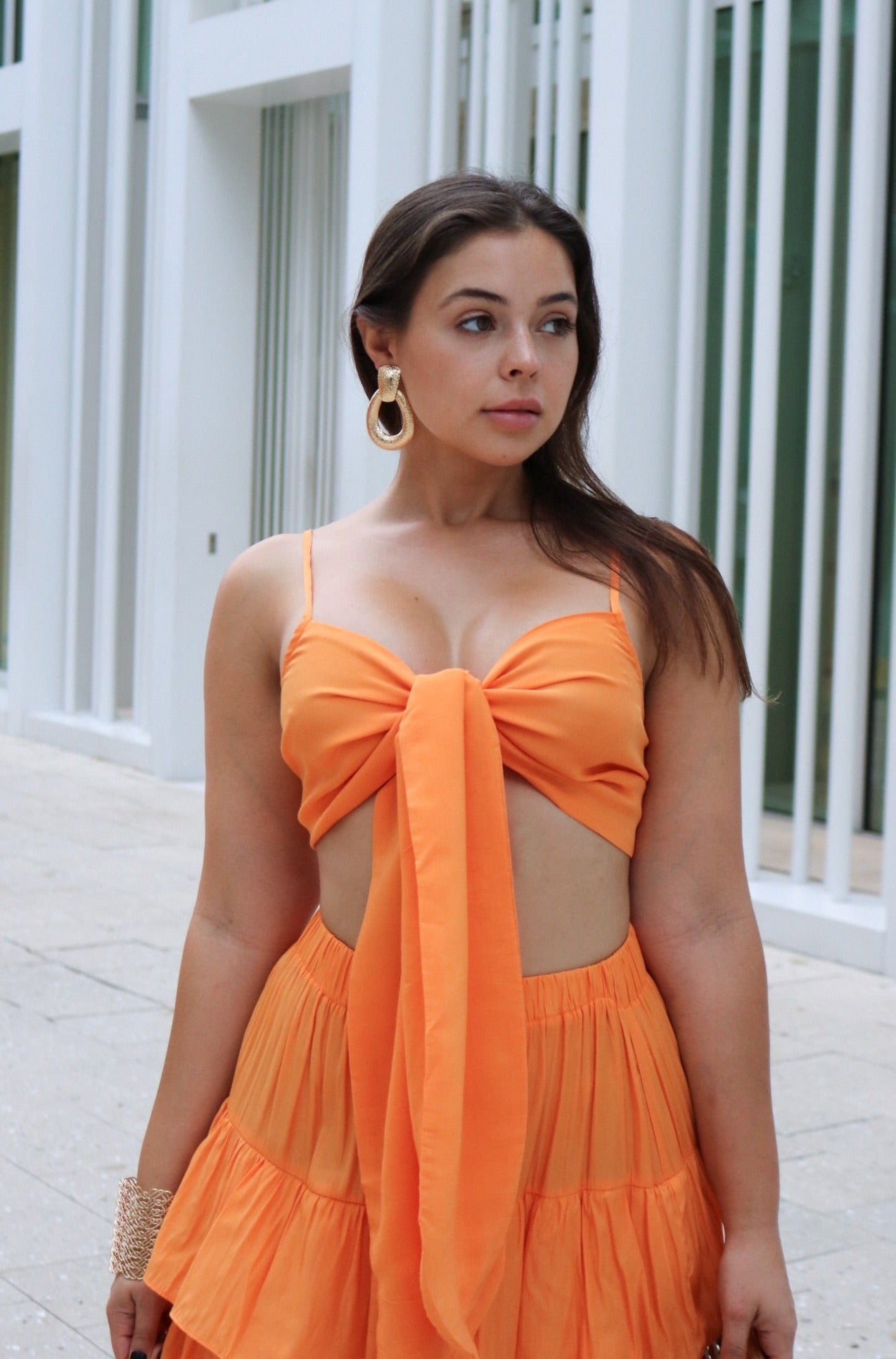 'Salerno' Ruffled Vacation Skirt Set in Orange