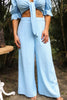 Load image into Gallery viewer, Linen Wide Leg Pant Set and Tie Top in Sky Blue for Scarlette The Label, an online fashion boutique for women.