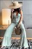 Load image into Gallery viewer, Cut Out Flare Leg Jumpsuit | Color: Sage, Scarlette The Label, an online fashion boutique for women.