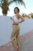 Wide Leg Linen Pants in Khaki / Tan from Scarlette The Label, an online fashion boutique for women. Resort Wear Collection SS 2021.
