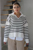 Classic Striped LS Sweater in Black and Ivory. Scarlette The Label, an online fashion boutique for women.