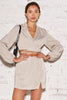 Load image into Gallery viewer, Surplice Wrap Blazer Skirt Set in Beige. Scarlette The Label, an online fashion boutique for women.