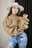 Load image into Gallery viewer, Balloon Sleeve Knitted Mock NEck (Turtle Neck) Sweater in Chestnut. Scarlette The Label, an online fashion boutique and label for women.
