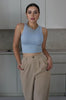 Ribbed Muscle Tank Top in Dusty Blue. Scarlette The Label, an online fashion boutique for women.