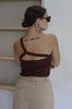 Load image into Gallery viewer, One Shoulder Tank Top in Chocolate Brown. Scarlette The Label, an online fashion boutique for women.