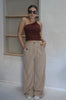 Classic High Waisted Trousers in Taupe. Scarlette The Label, an online fashion boutique for women.