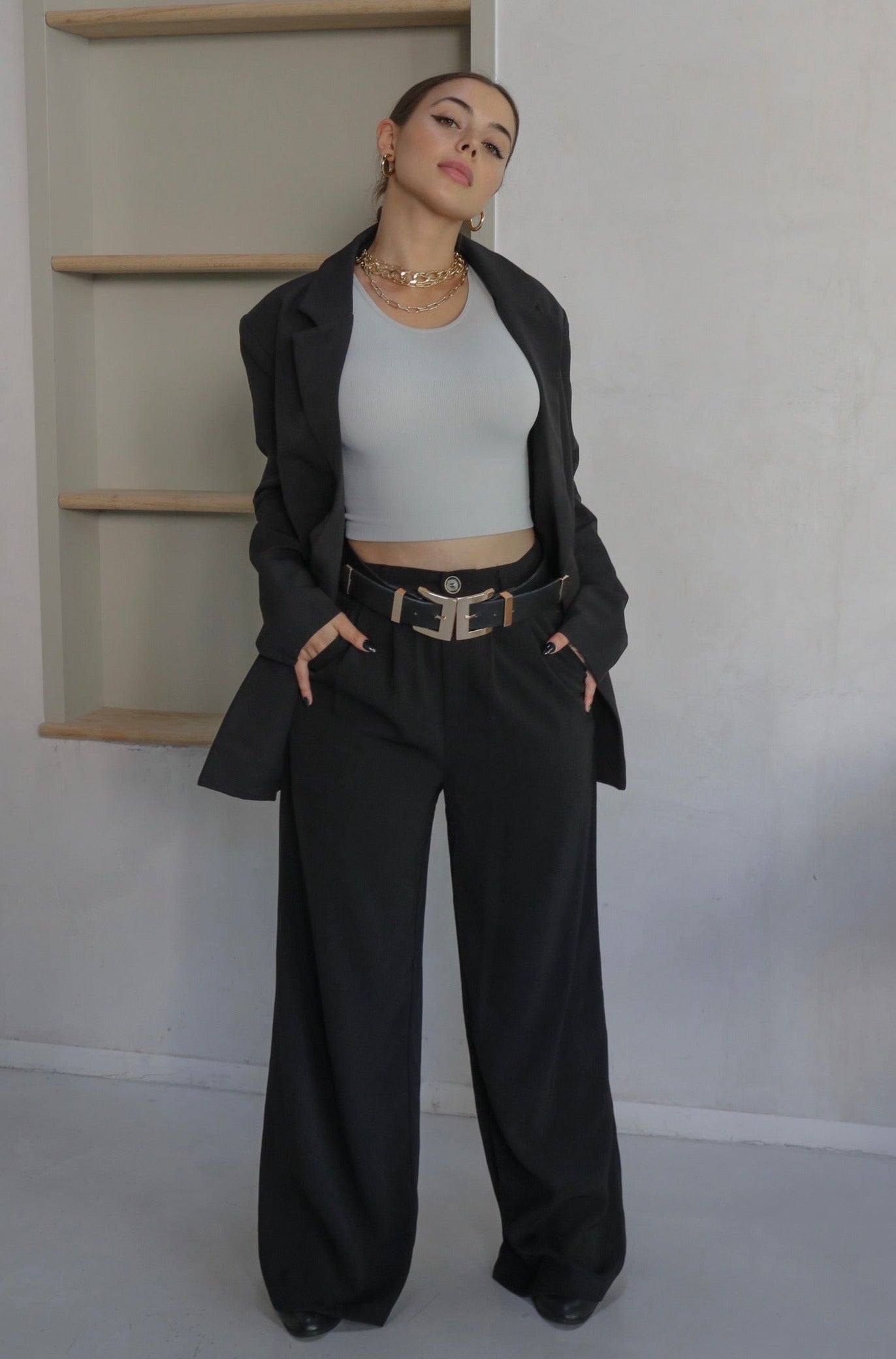 Classic High Waisted Trousers in Black, Scarlette The Label, an online fashion boutique for women.