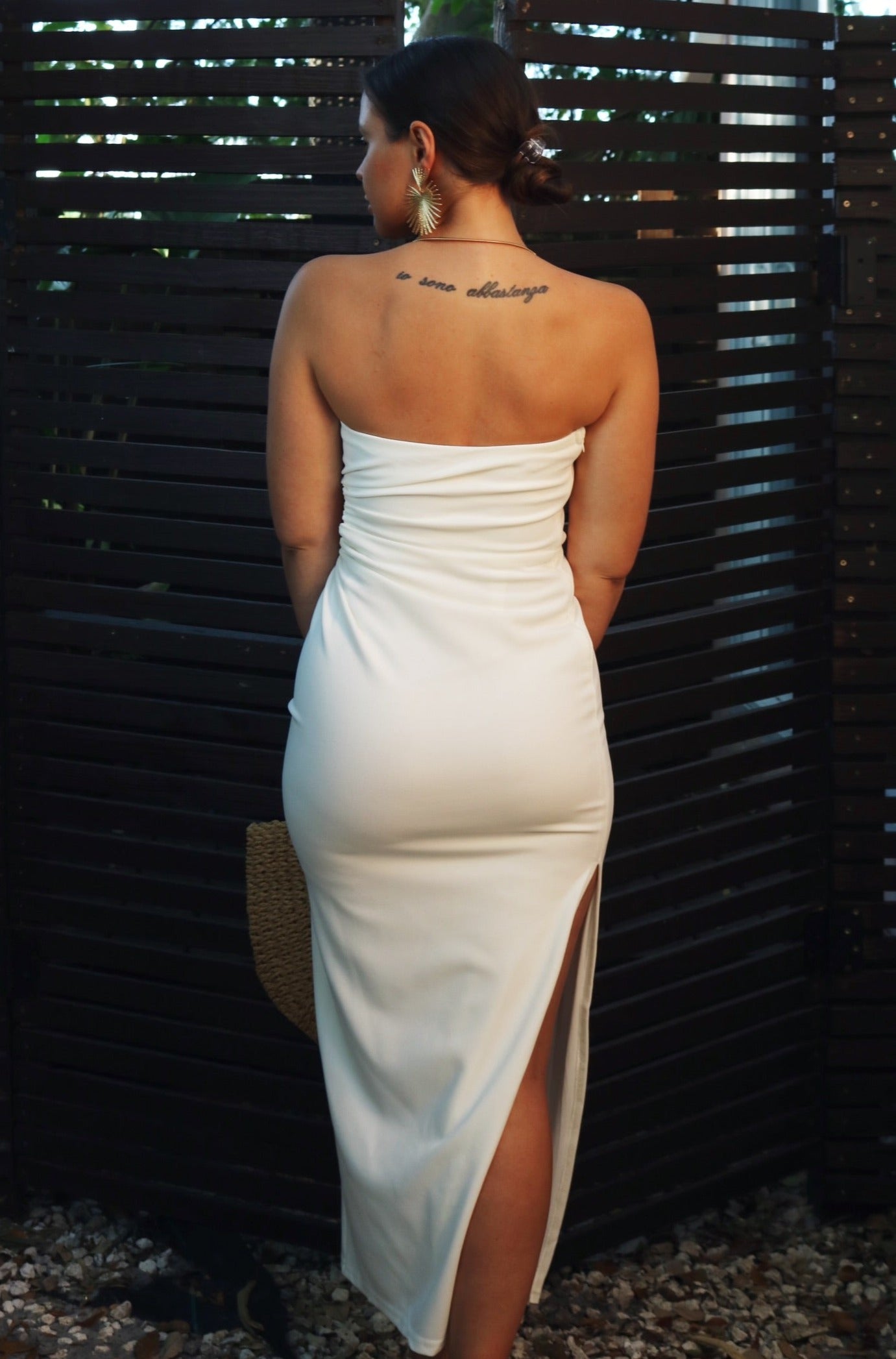 'Jazmine' Knitted Open Side Tube Dress in White. Scarlette The Label, an online fashion boutique for women.