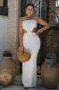 Cut Out Knitted Tube Top Maxi Dress in White, Scarlette The Label, online fashion boutique for women.